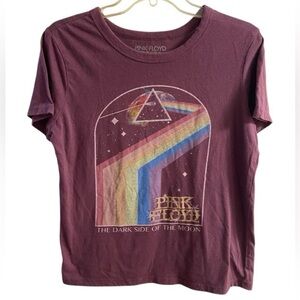 Pink Floyd  Tee - Maroon with Rainbow Design medium
